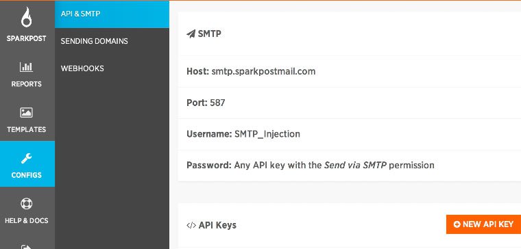 Adding an API Key to SparkPost