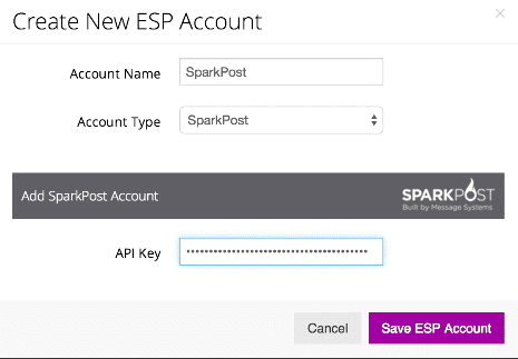 paste your API key from SparkPost
