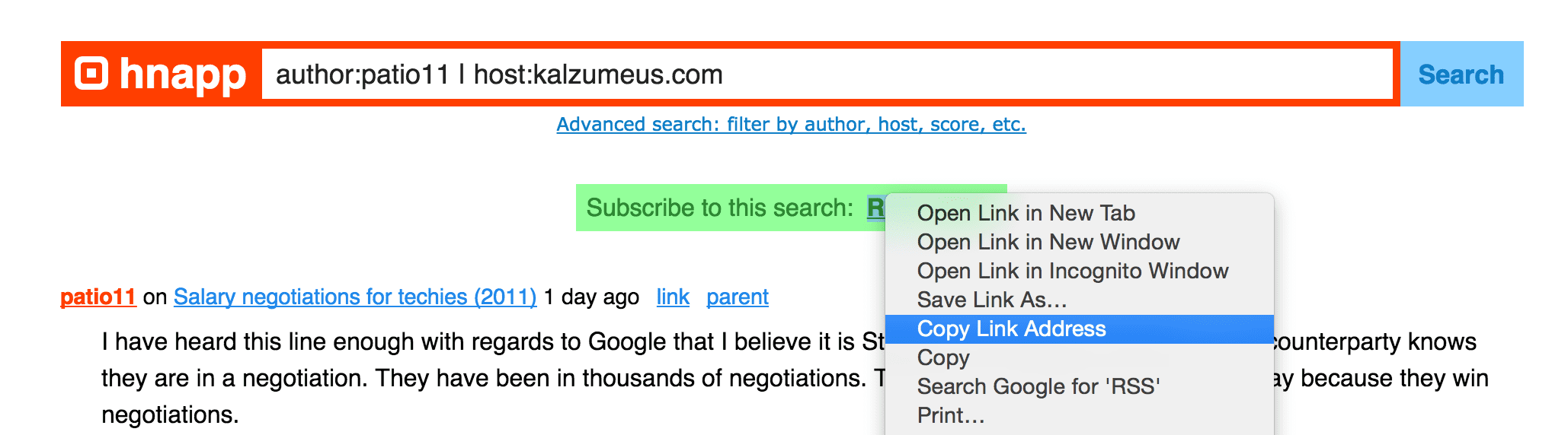 just search and copy the rss url