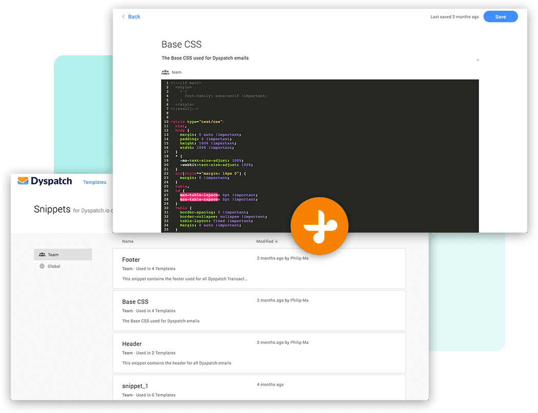 IMG APP Snippet transactional email platform