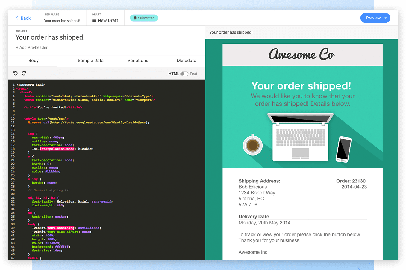 dys-app-editor triggered email