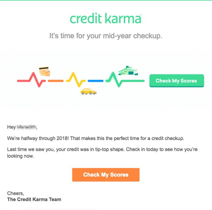 Credit karma email example