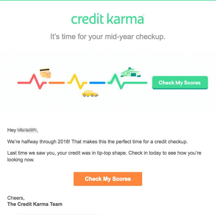 Credit karma email example