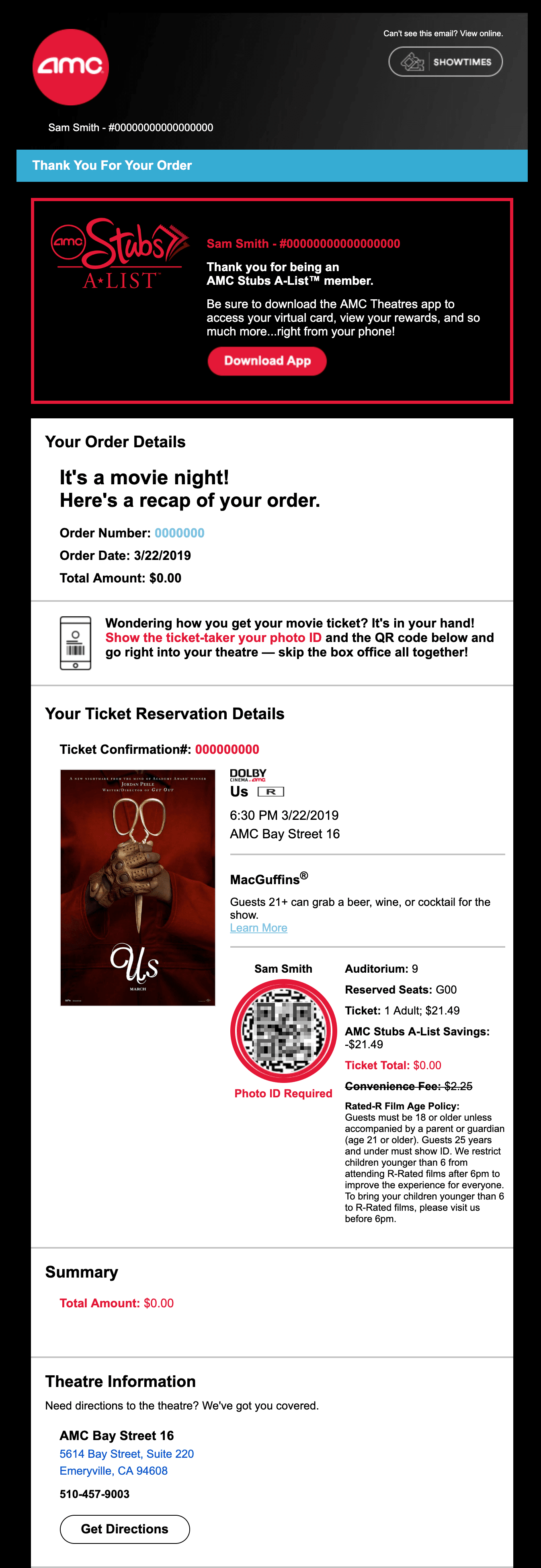 AMC Stubs email