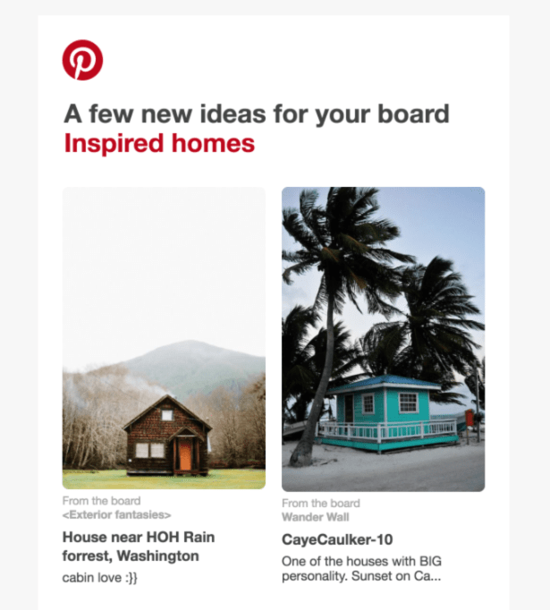 Pinterest sample email