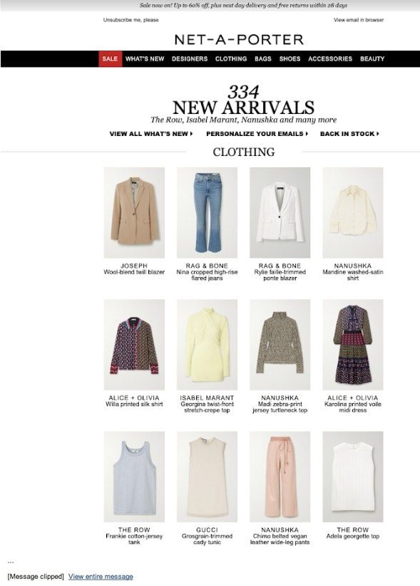 Net-A-Porter email sample