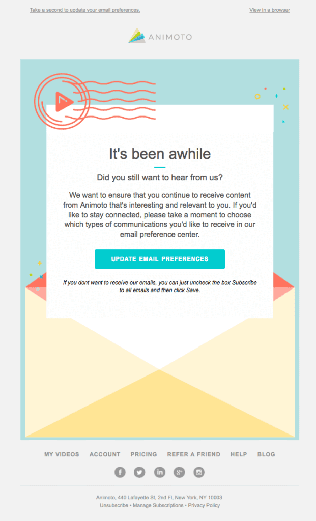 Animoto sample email