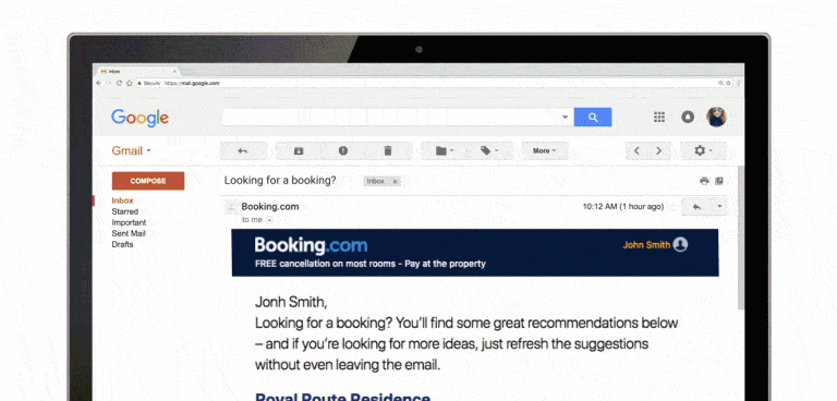 Booking.com sample email