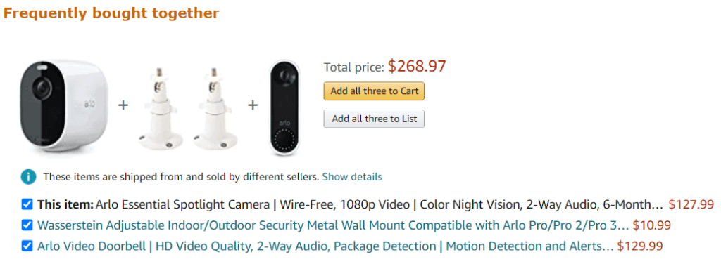 Amazon cross sell recommendations