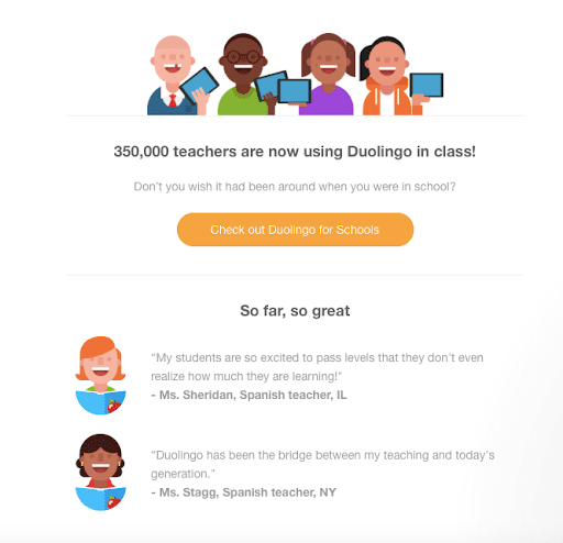 Duolingo sample email
