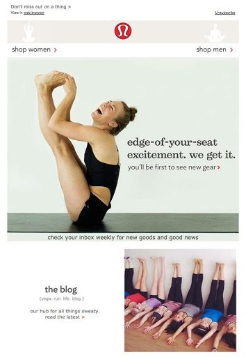 Lululemon sample email