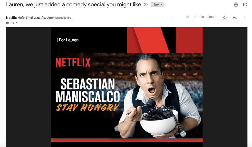 Netflix sample email