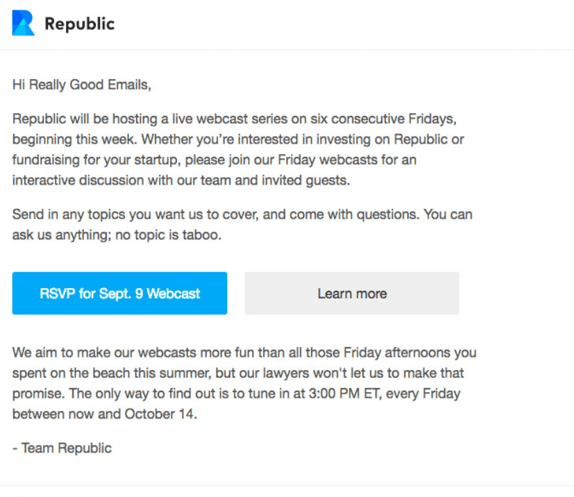 republic sample email