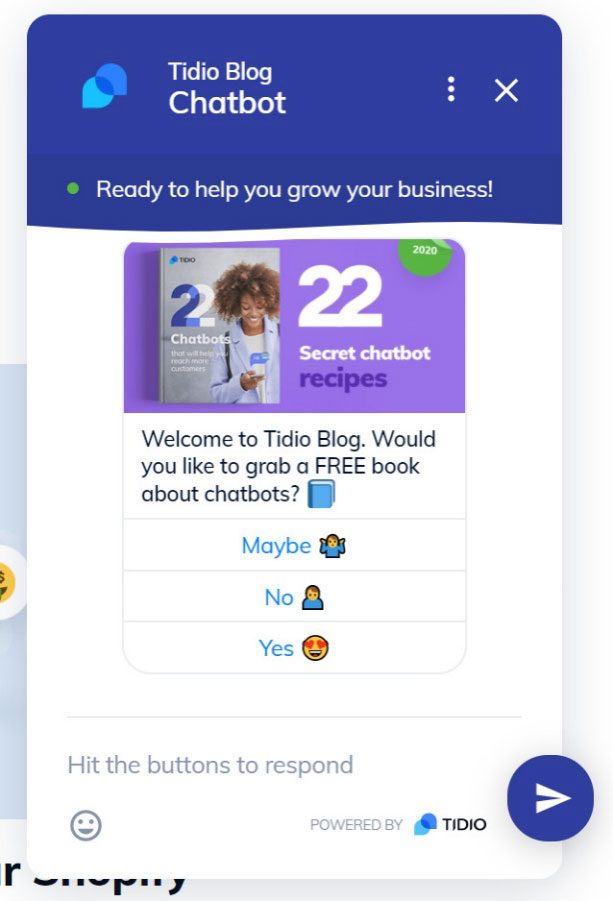 Tidio blog live chat element