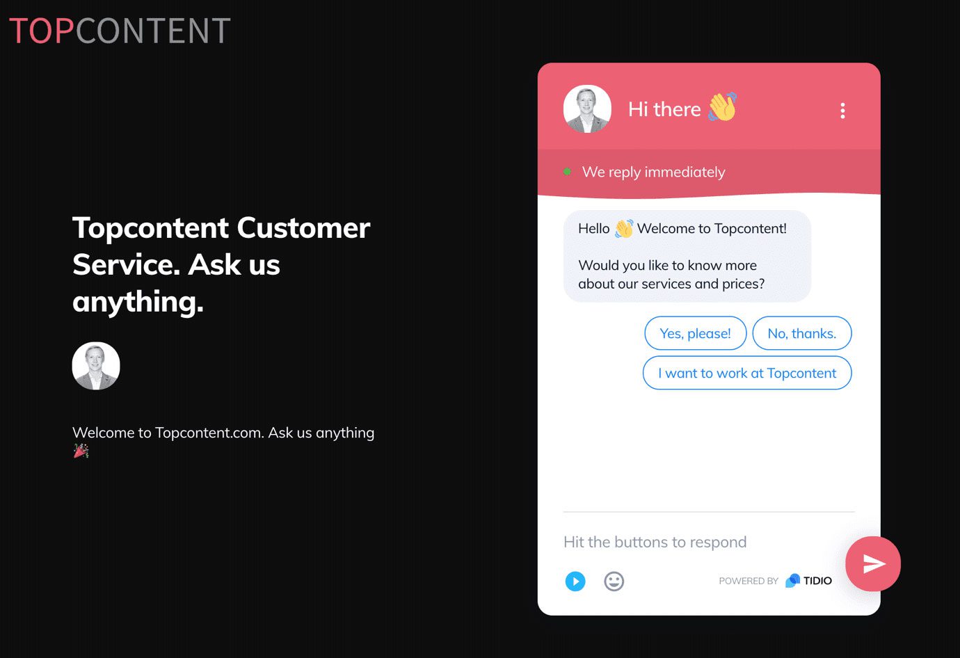 Topcontent customer service