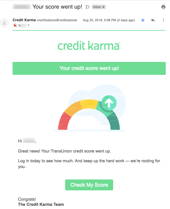 Credit karma sample email