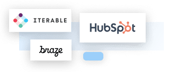 Cross channel marketing platform logos: Iterable, Braze, and Hubspot