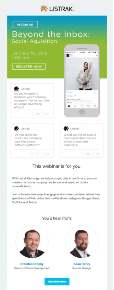 Listrak Webinar Registration Email Example