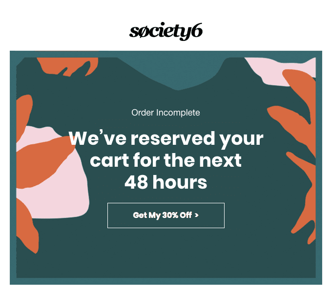 Society6 sample email