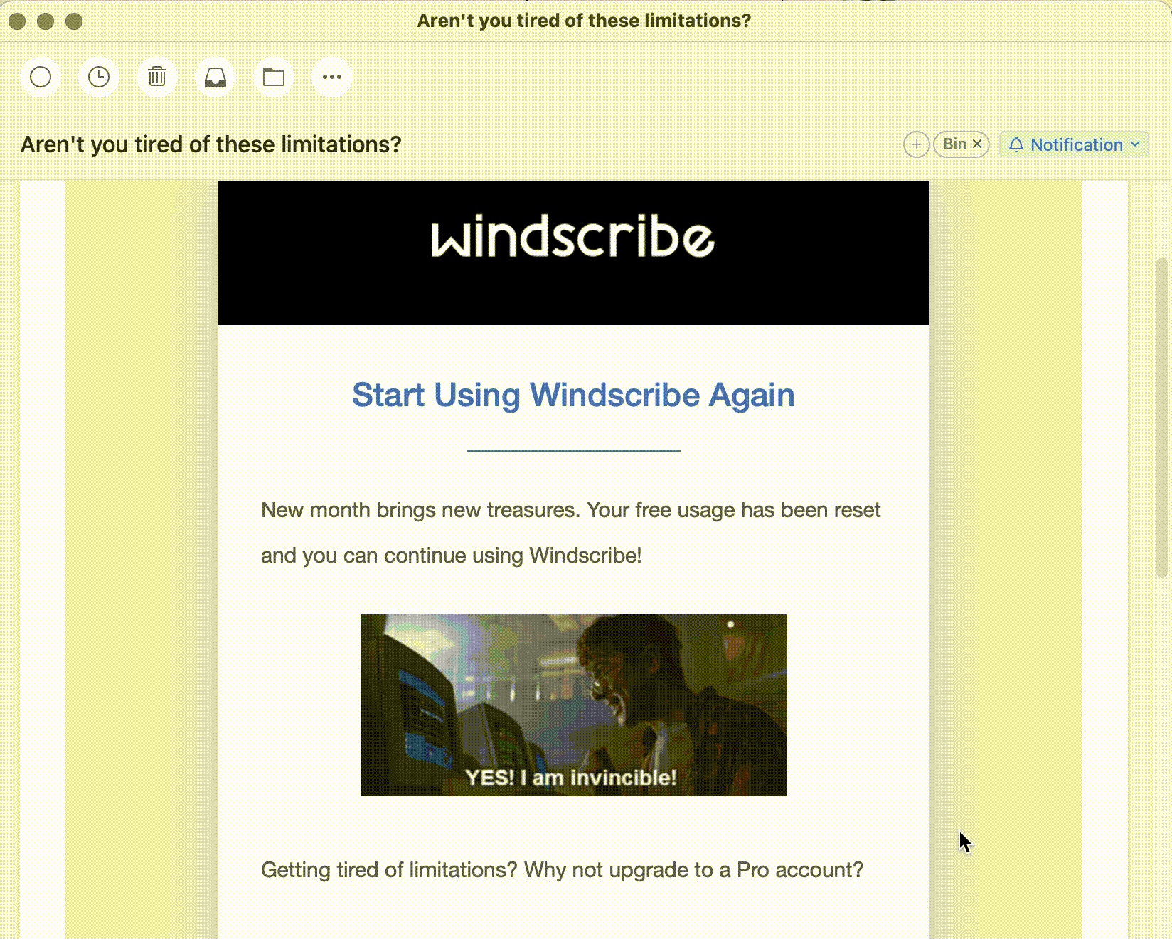 Windscribe Email GIF Example