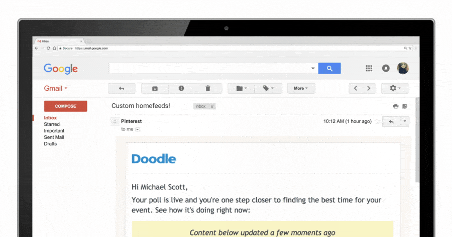 Doodle AMP email example