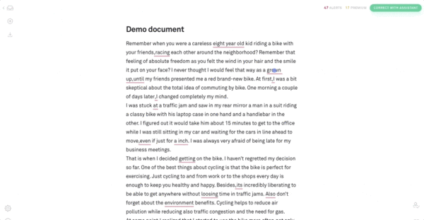 Grammarly demo document example