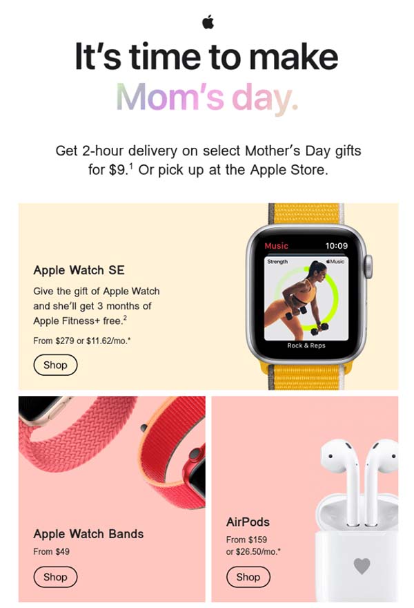 Apple mothers day email sample