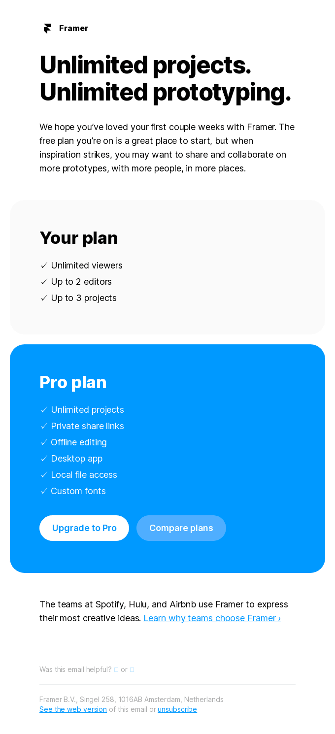 iterable-framer email sample