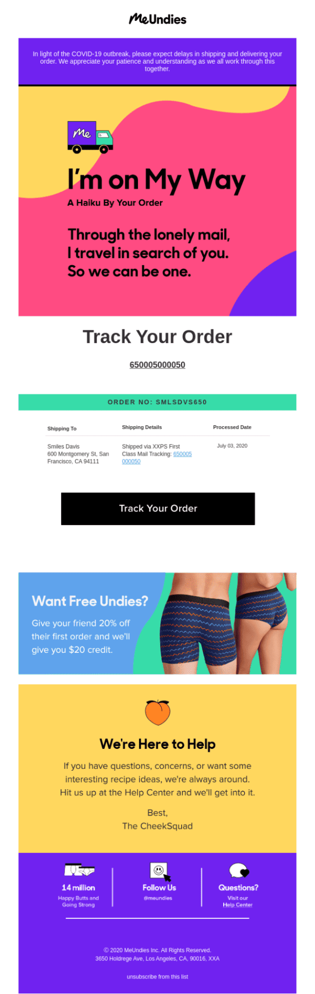 Meundies sample email