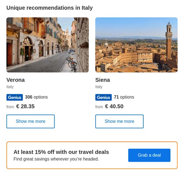 Unique location recommendations italy sample