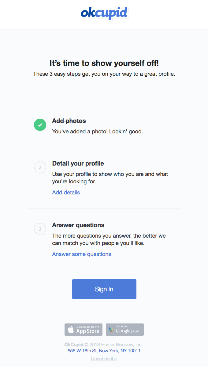 OkCupid Onboarding Sample