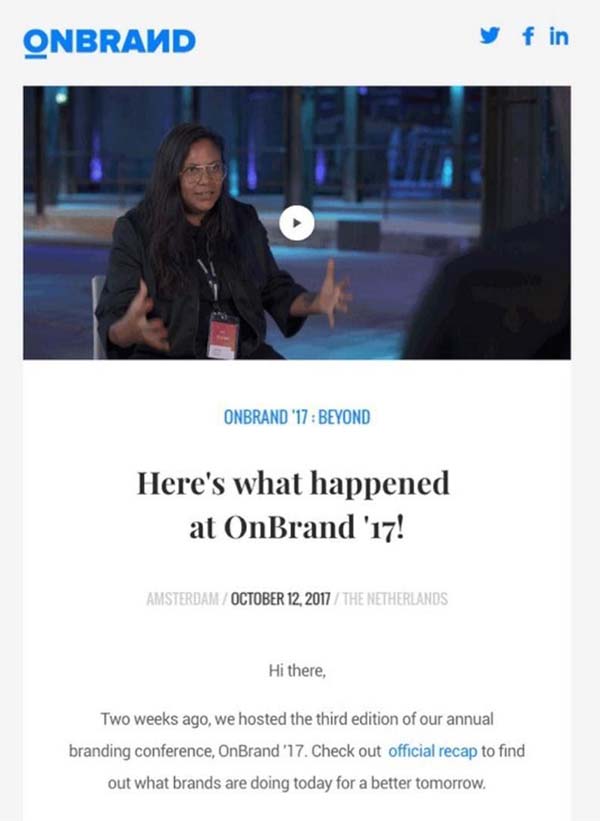 OnBrand video in email sample