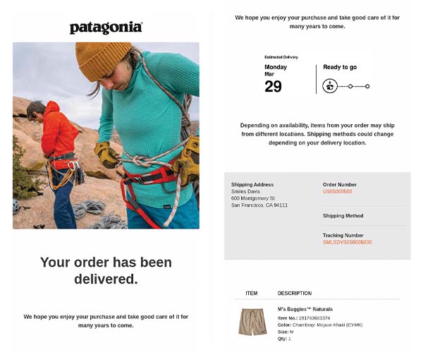 Patagonia Delivery Notice