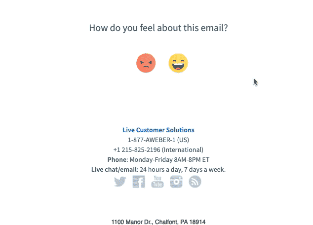 Interactive sentiment AMP email example