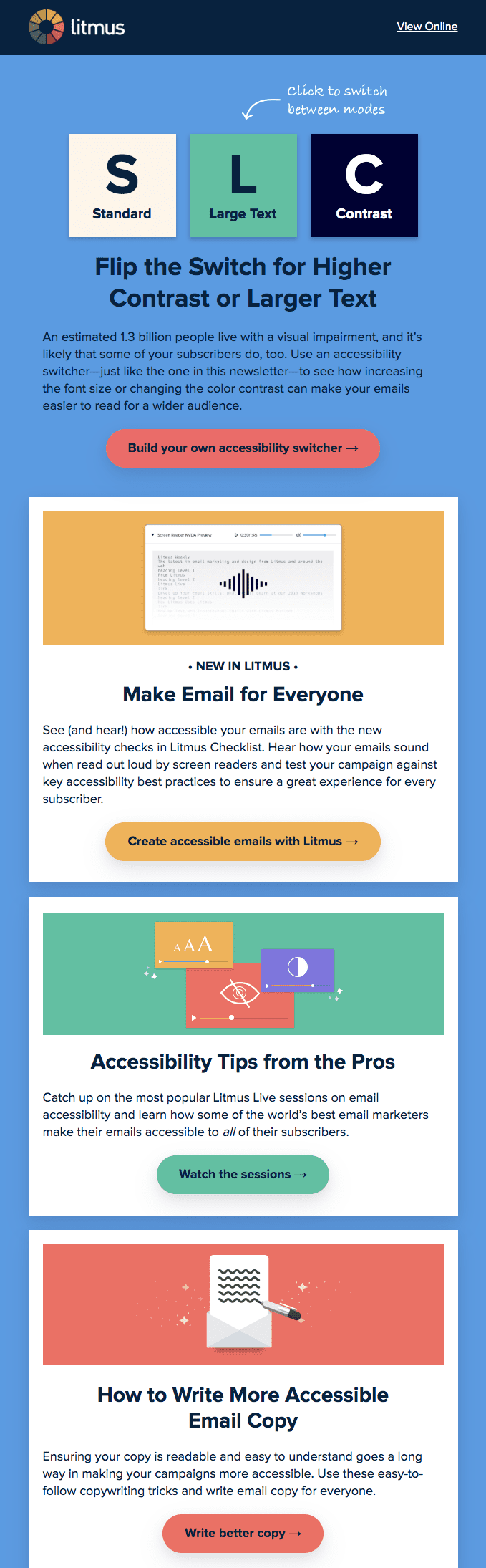 Accessible email design example