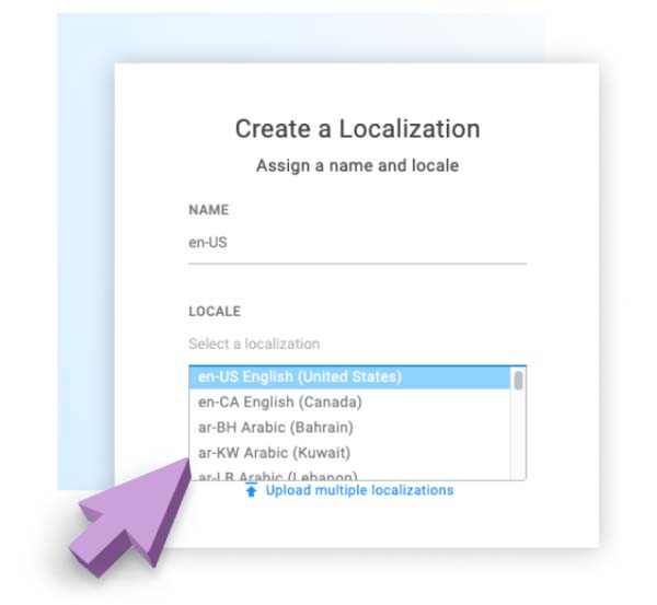 Dyspatch "Create a Localization" pop-up menu.