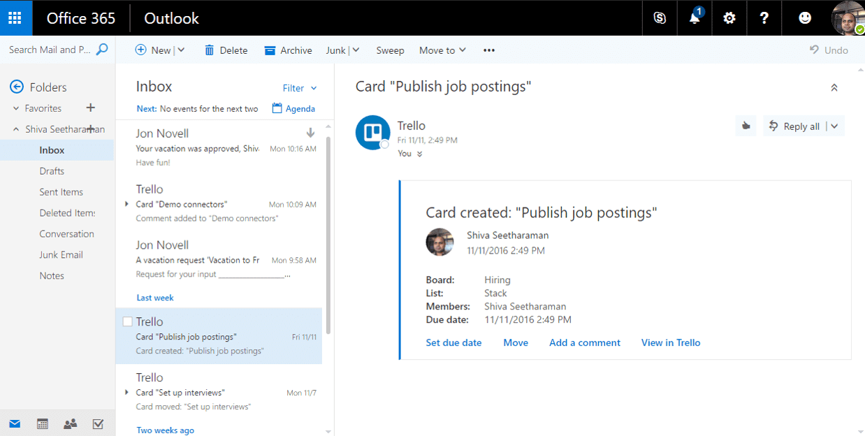 Outlook email sample