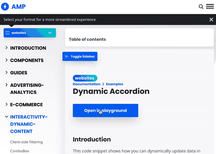 AMP quiz with accordions email example