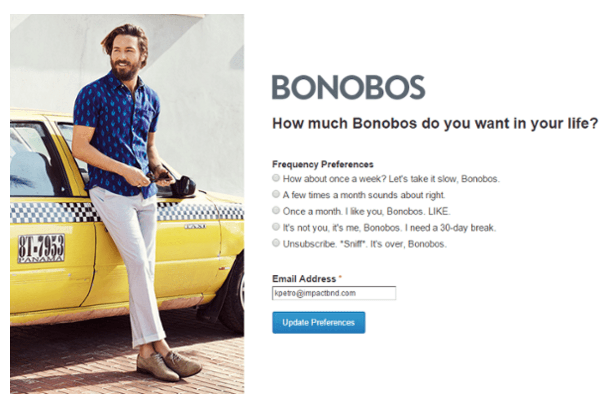 Bonobos email frequency questionnaire