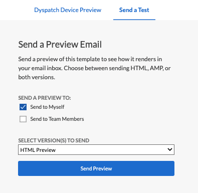 Test email feature in Dyspatch