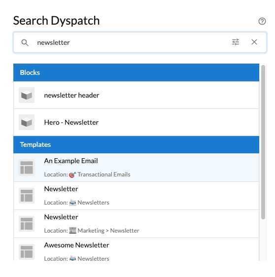 Improved search now in Dyspatch