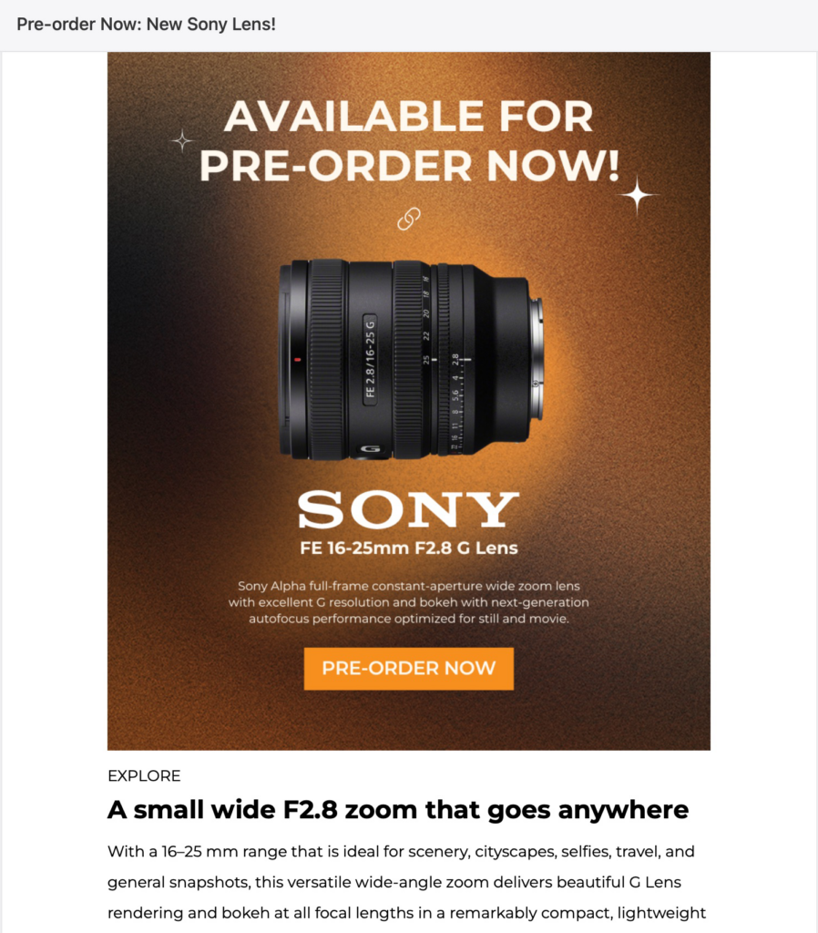Sample email from Sony