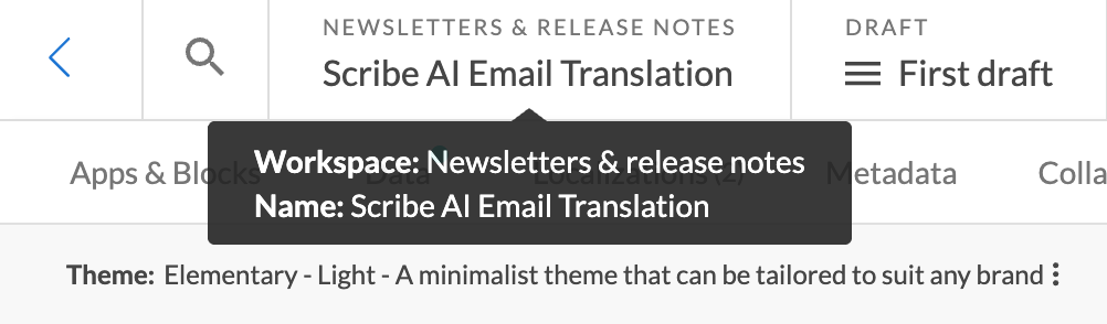 Email builder breadcrumbs