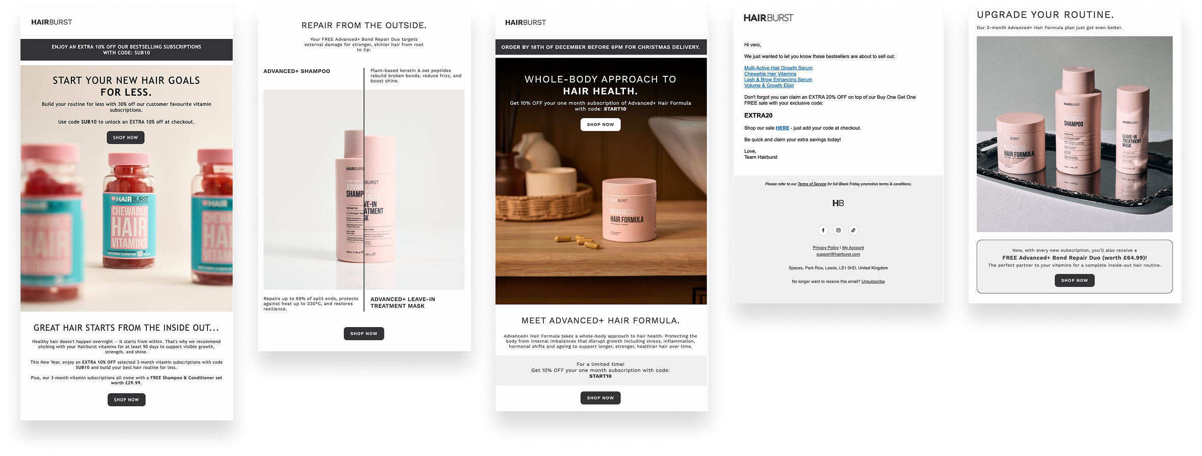 Hairburst sample emails