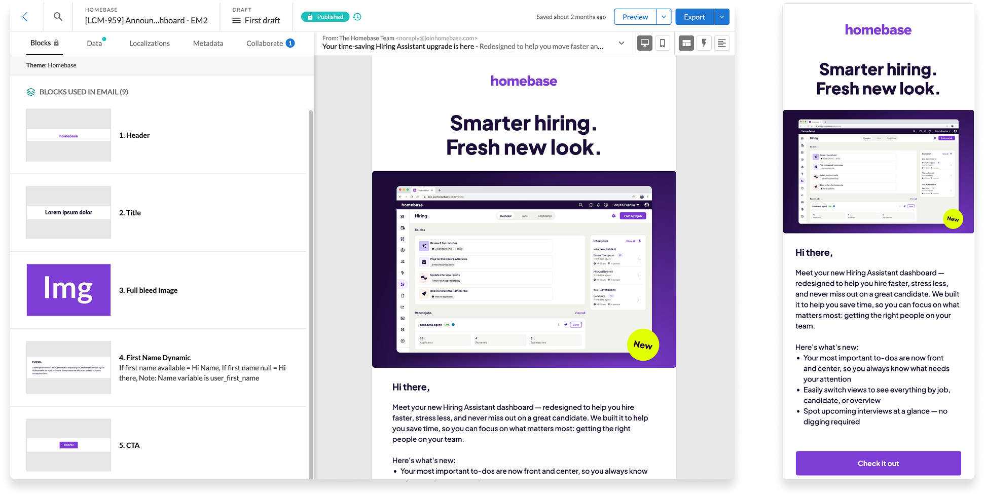 Homebase responsive email marketing template