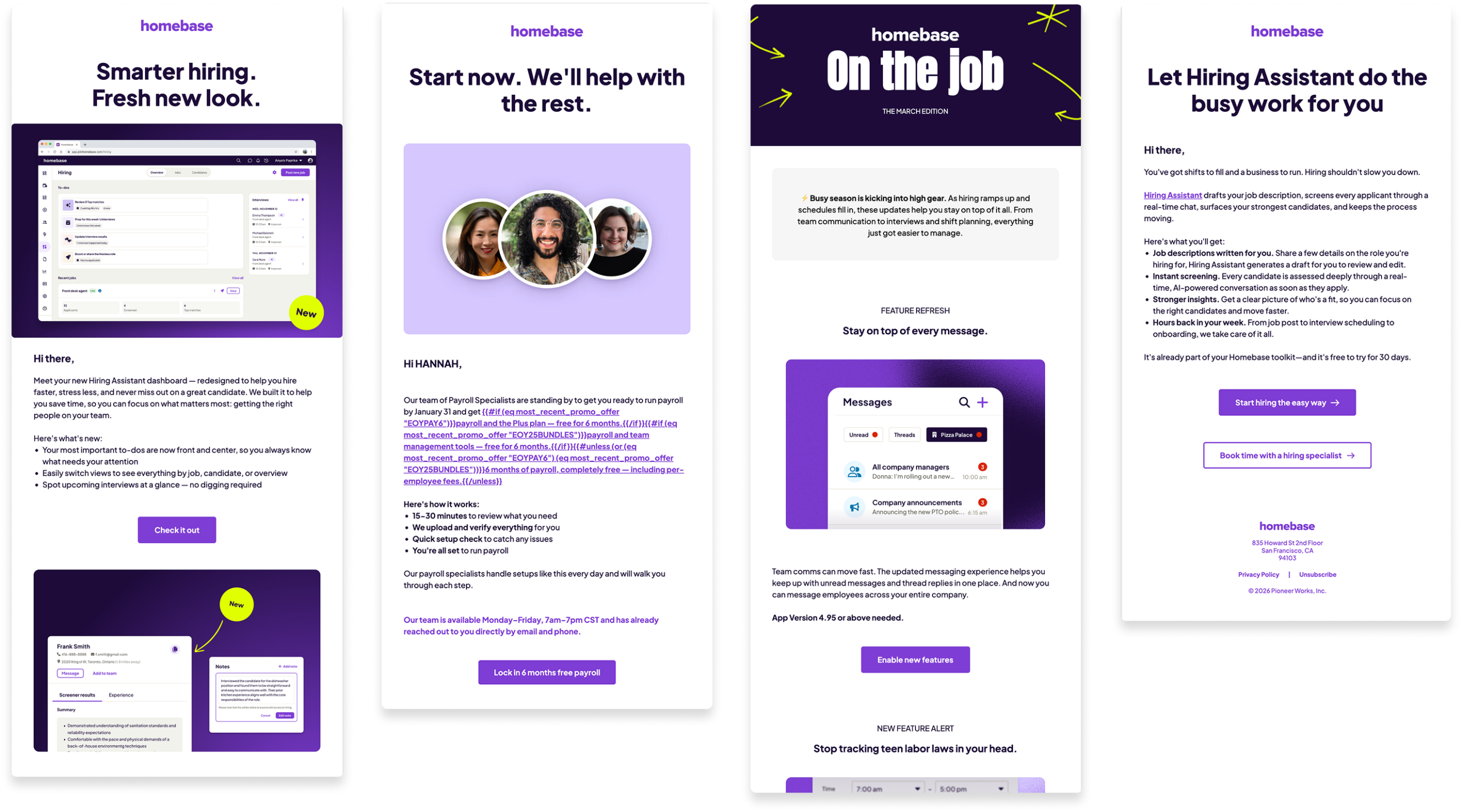Homebase sample email designs