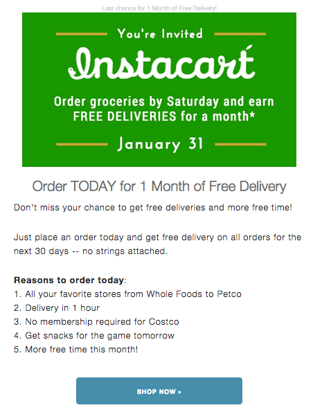 Instacart free delivery